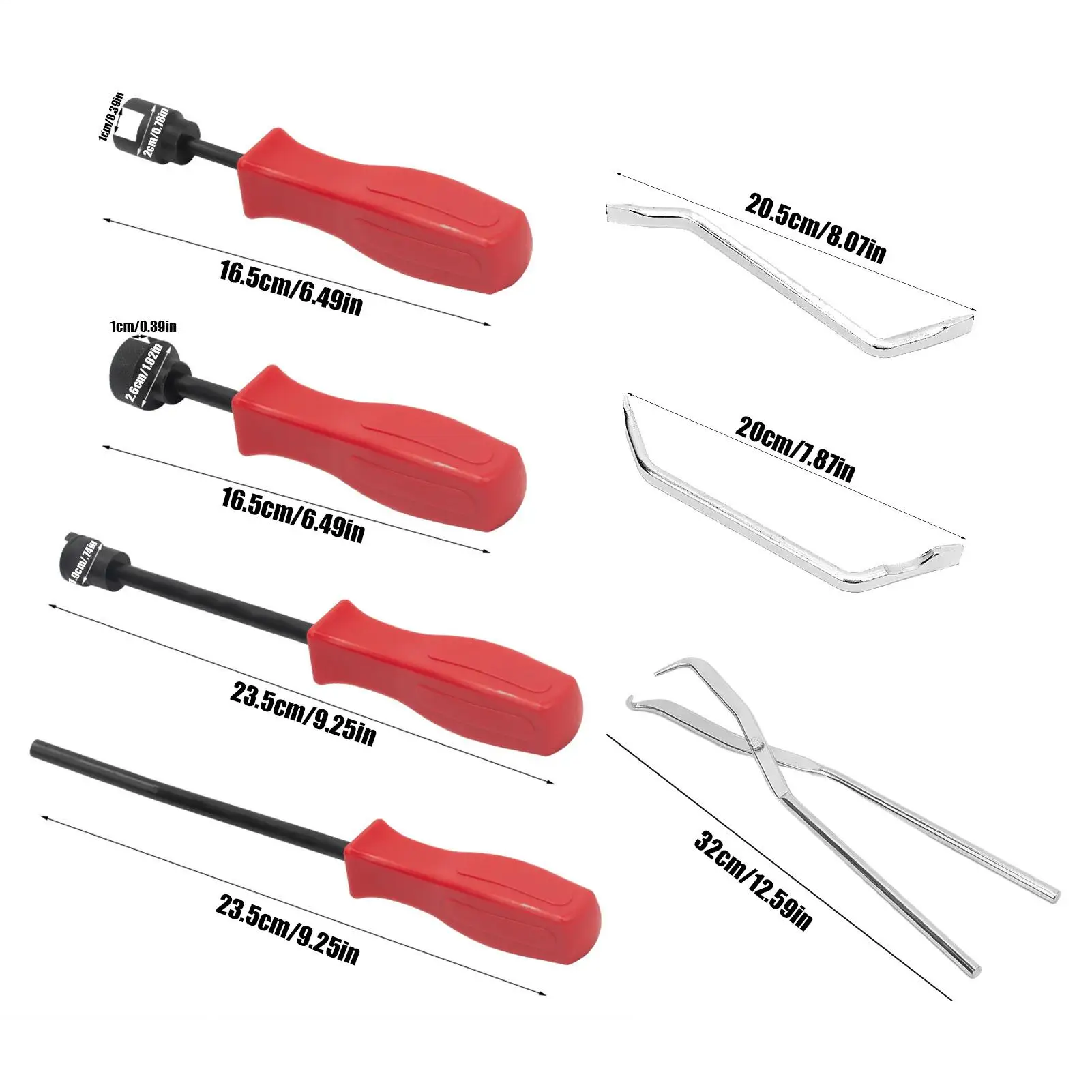 

Набор из 8 универсальных инструментов для снятия и регулировки барабанных тормозов автомобиля