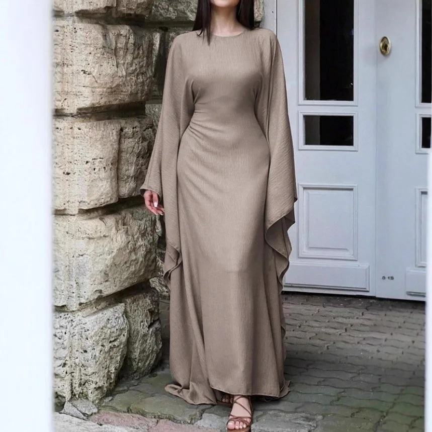 Temperament Elegant Solid Color Long-sleeved Dress Dress Women's Clothing 2025 Autumn and Winter
