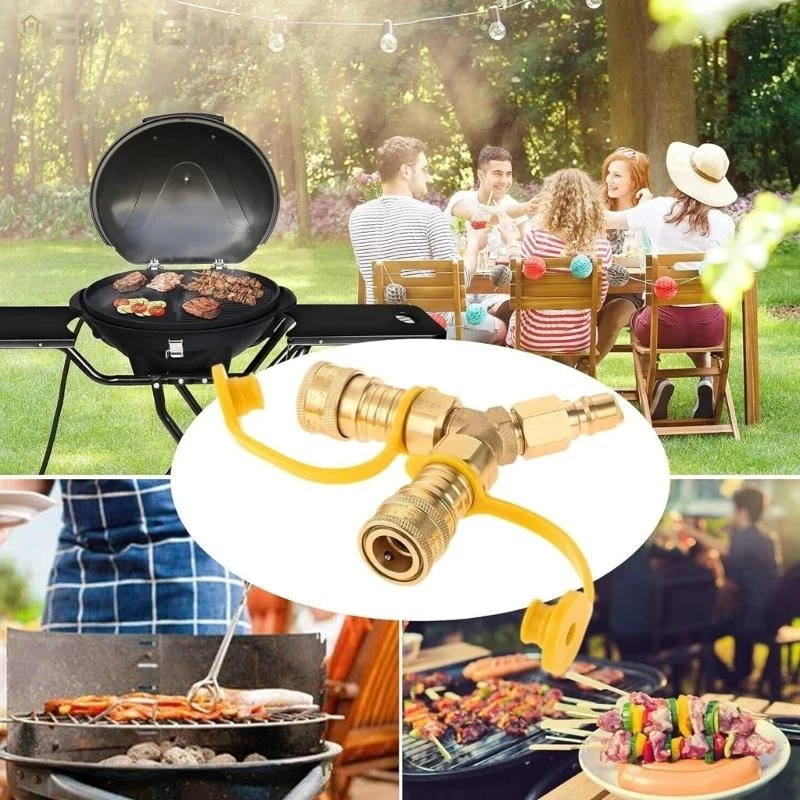 E28F 3/8 Y-Splitter Separator Gas natural Connecte rápido Adapter Dururing