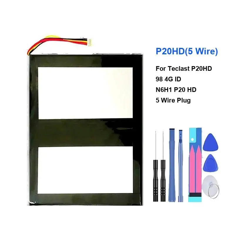 Premium Replacement 8000Mah Long Lasting Laptop Battery For Teclast P20HD 98 4G ID N6H1 P20 HD 5 Wire Plug