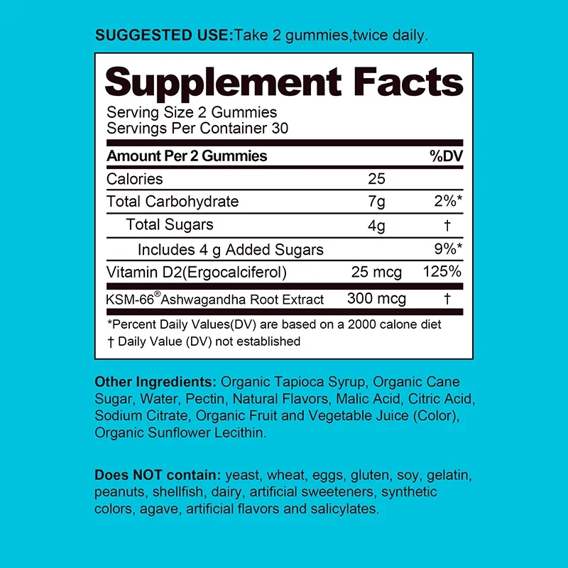 Ashwagandha Gummies - Anti-oxidation, Supports Stress Relief, Mood, Energy & Thyroid Health