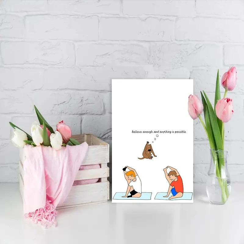1 fun birthday card, creative yoga patterns, the best gift for friends in the family.