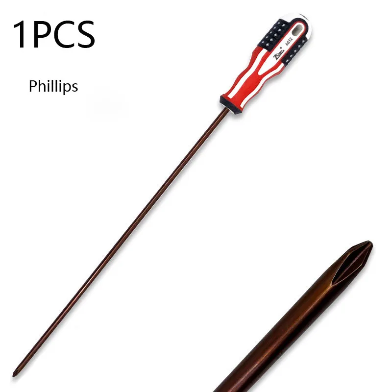 400mm Magnetic Screwdriver Slotted and Phillips Screwdriver Set 5mm Round Handle S2 Alloy Screw Driver Repair Tools