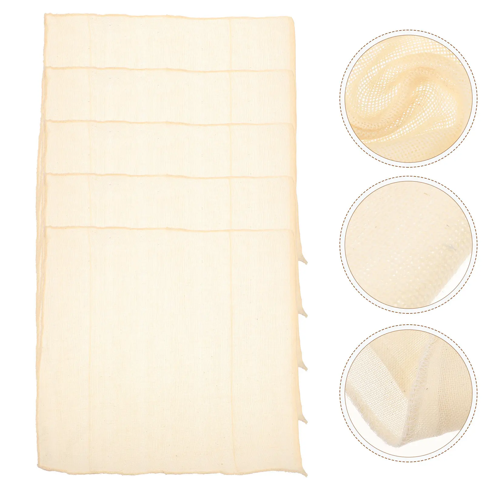 5Pcs High Quality Cotton Muslin Cheesecloth Reusable Hemmed Strainer for Greek Yogurt Cheese Tofu Kombucha Almond Milk Preserves