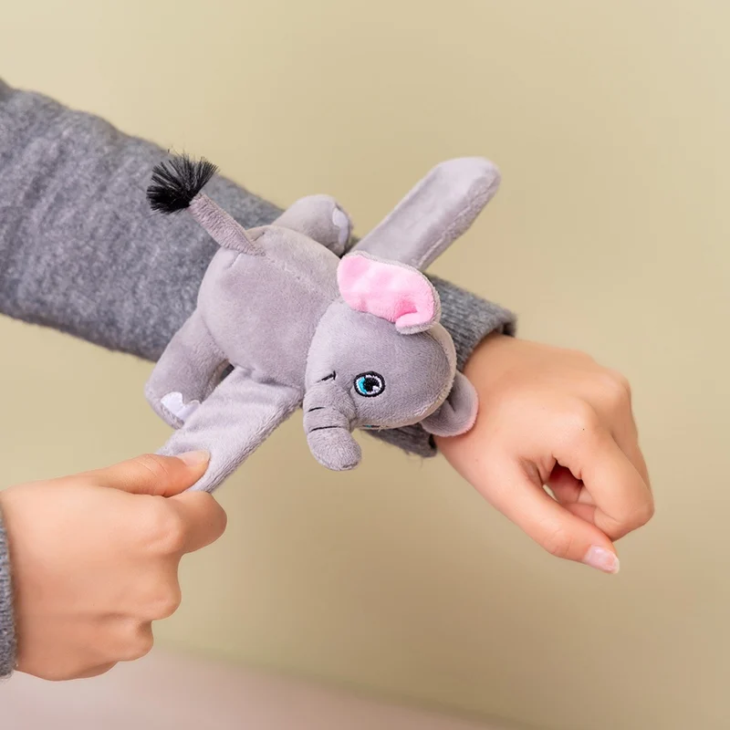 14*12CM Schöne Elefant Einhorn Giraffe Faultier Schildkröte Slap Snap Wrap Armband Armband Plüsch Stofftier Puppe Armband – Detail 8