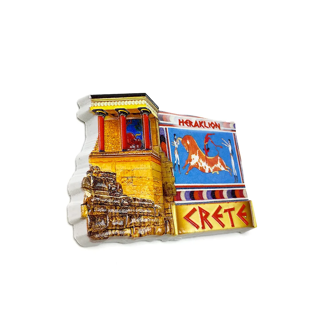 ‌ اليونانية كريت هيراكليون الراتنج مغناطيس الثلاجة ملصق مزخرفة تذكارية للسفر ‌