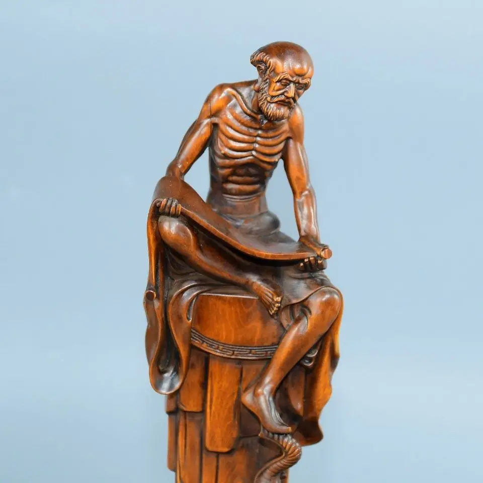 Hand Carved Wood Buddhist scriptures bodhidharma patriarch Statue Figurine Desktop Ornaments Home Decoration