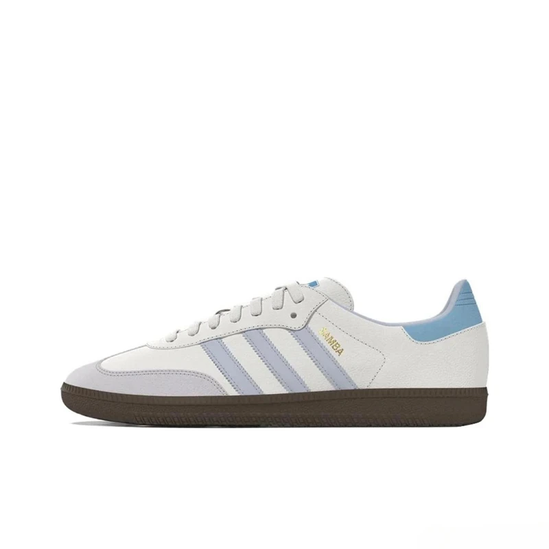 Adidas Originals SAMBA OG Men's and Women's Outdoor Sneakers, Low-top Wear-resistant Board Shoes, Simple Versatile, White Blue