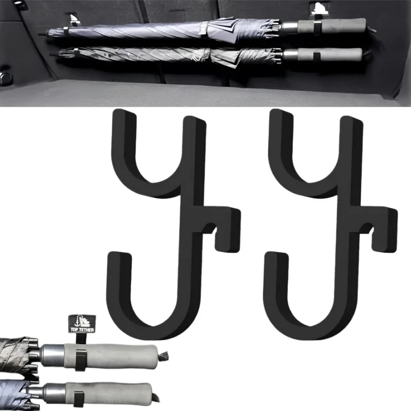 2Pcs Car Trunk Umbrella Holder Hook No Drill Auto Back Seat Storage Hanger Towel Sundries Organizer Universal Vehicle Interior