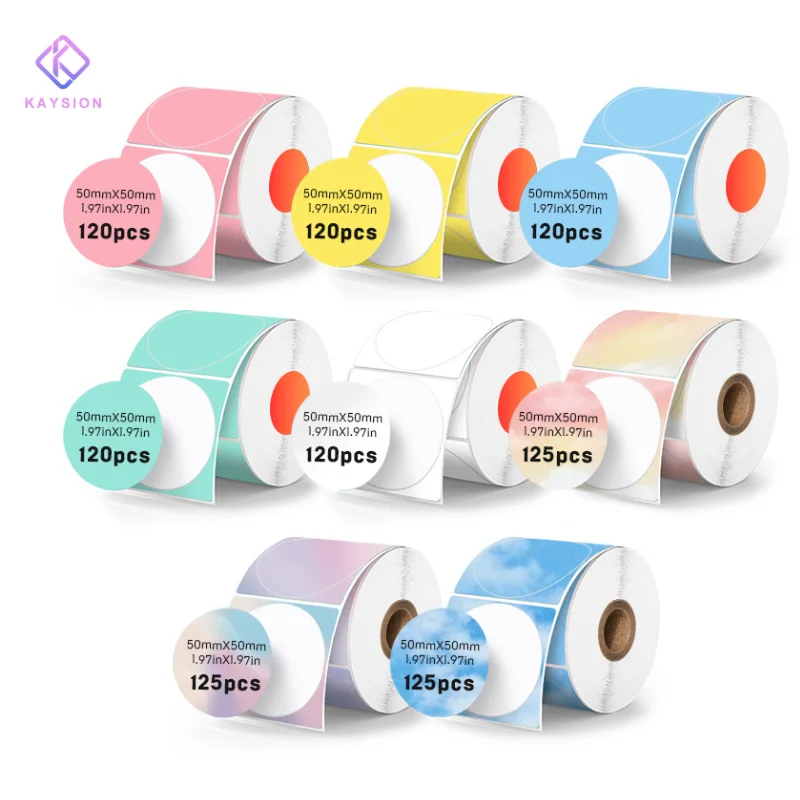 KAYSION 50x50 Thermal Adhesive Label Roll Compatible for Phomemo M110 M200 M120 M220 E210 P50 DETONG P1 Label Printer