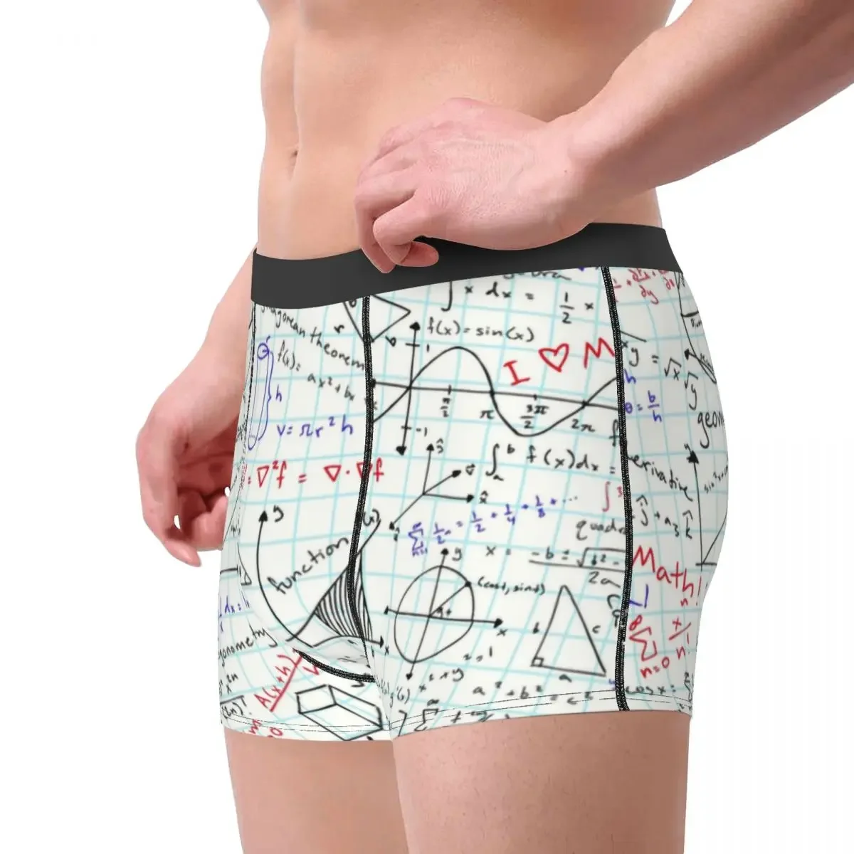 Sexy masculino legal matemática lição de casa roupa interior professor de matemática boxer briefs homens estiramento shorts calcinha