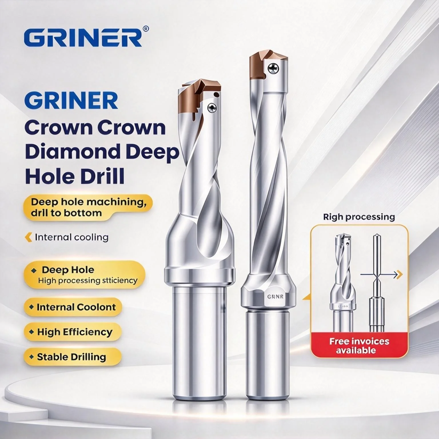 JCD Crown Drill Dual Hole Internal Cooling High Precision High Efficiency Violent U Drill 3D 5D 8D 10D Deep Hole Drilling