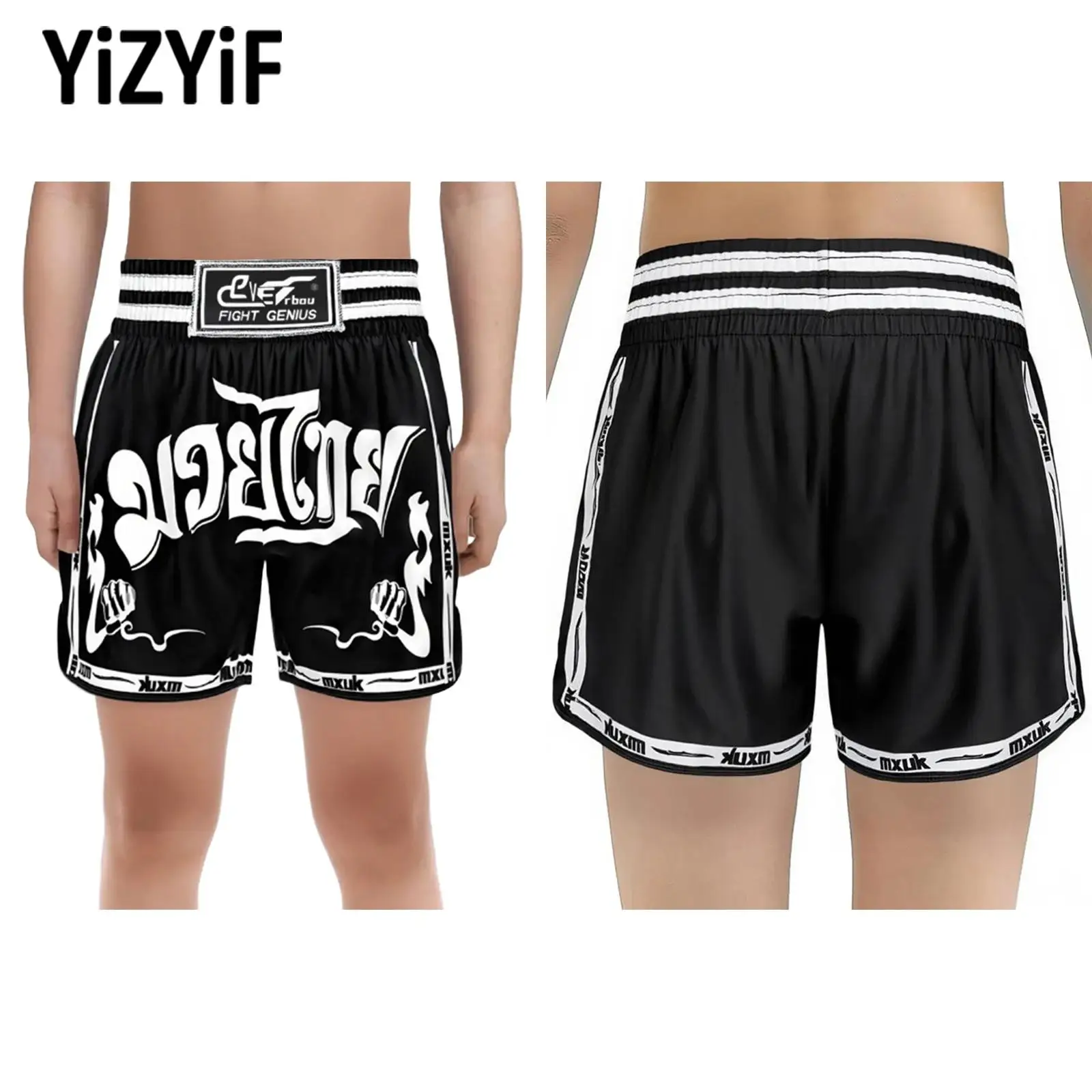 

Детский тренировочный костюм для бокса, шорты для кикбоксинга для мальчиков, Муай Тай, эластичные дышащие шорты-боксеры с разрезом по бокам для вечеринки на Хэллоуин