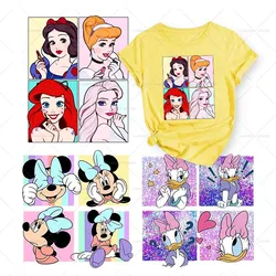 Fashion Minnie Thermal Transfer Stickers Iron on Transfers On Clothes Cute Daisy Duck Disney Princess Printed Patches On Clothes