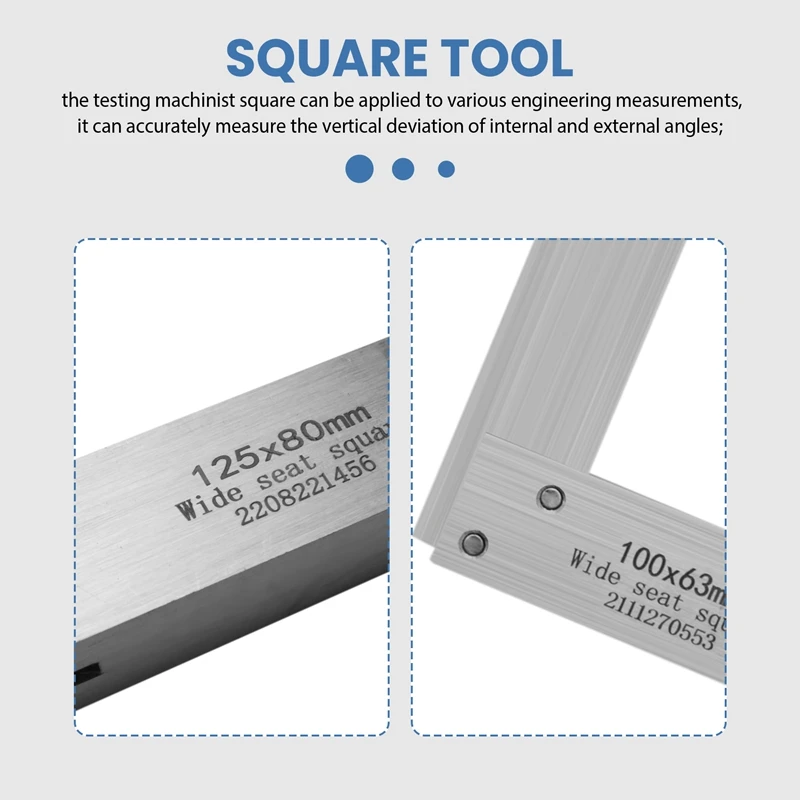 Machinist Square Set,2Inch,3Inch,4Inch & 5Inch Squares Machinist Square Mechanical Engineer Square,Wide Base Square Tool