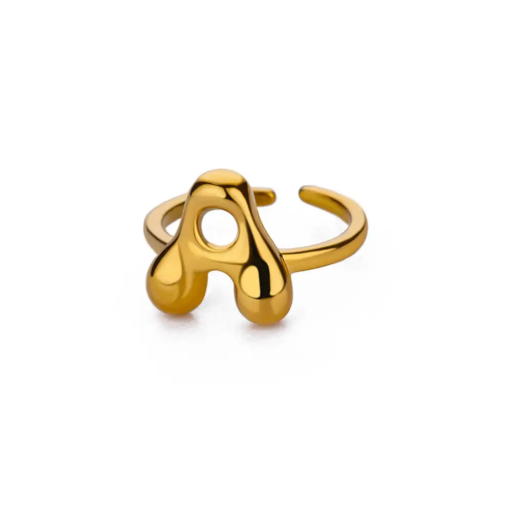 26 initials Rings for women Gold Color Stainless Steel Open Rings 2024 Trend Female Finger Waterproof Ring Jewelry Gift anillos