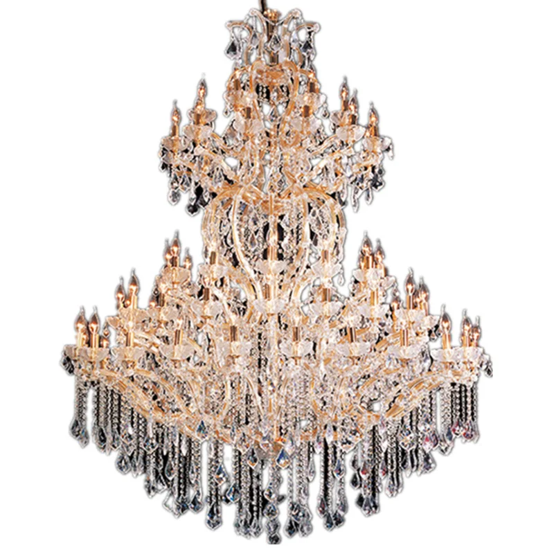 

Duplex floor crystal chandelier, villa hotel lobby light, atmospheric European style