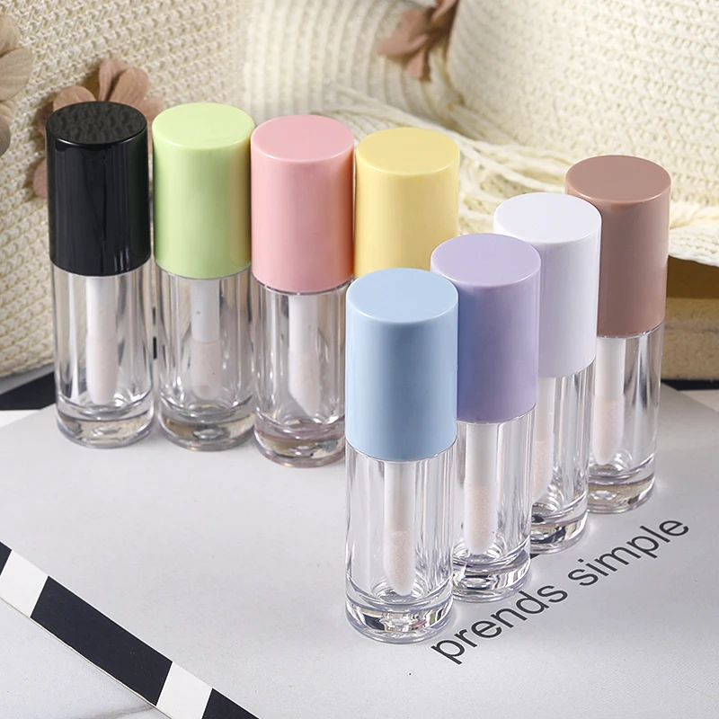 Large round brush head lip gloss empty tube 6ml white pink large brush bar transparent normal specification lip glaze