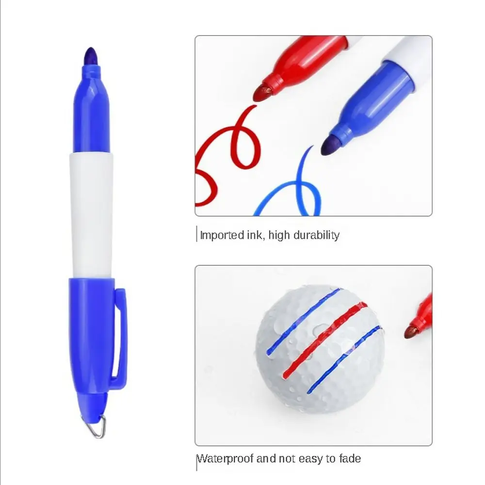 1 Set With 2 Pens Golfs Ball Line Marker Marking Line Portable Golf Scribe Template Double-sided Marking Golf Ball Marker Pen