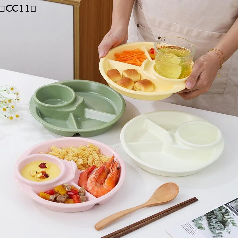 Round Fruit Salad Plate Kitchen Breakfast Snack Dip Tray Dinner Plates Food Dishes Cake Dessert Tray Kitchen Tableware〔CC11〕