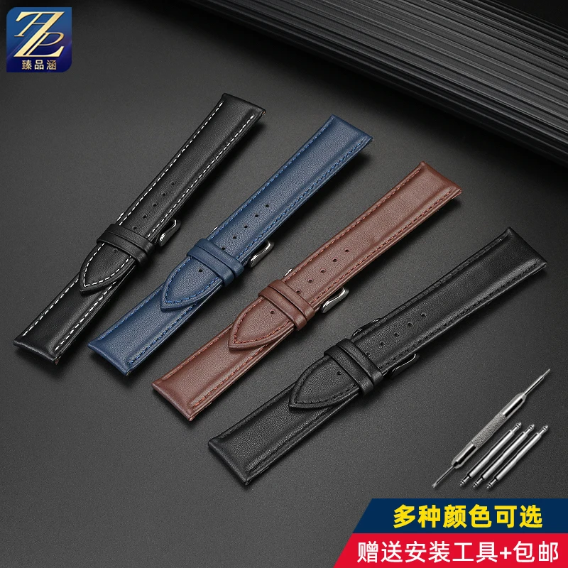 20mm 22mm Cowhide Watchband For Casio EDIFICE EFV540 EFS-S500 EFR-303 EFR-552 Genuine leather strap men Folding buckle Bracelet