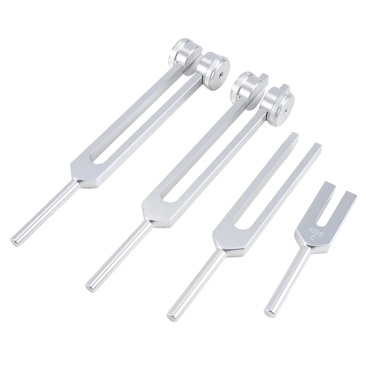 4Pcs Tuning Fork Set(128Hz, 136.1Hz, 528Hz, 4096Hz), for Healing Chakra,Sound Therapy,Reliever Stress,Silver