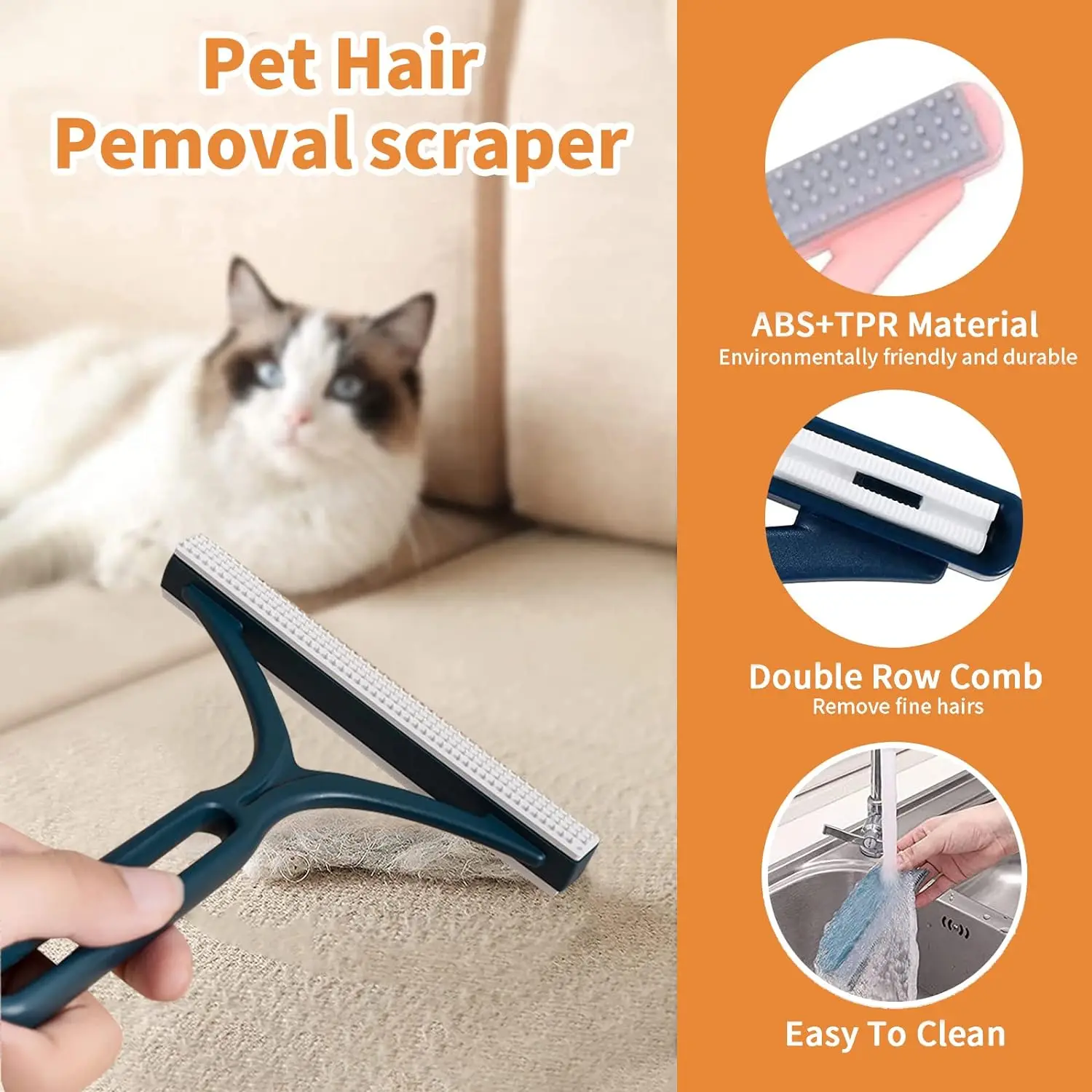 Silicone Double Sided Pet Hair Remover Carpet Scraper Fur Removal Tool For Furniture Sweater Cleaner Fabric Clean Tool