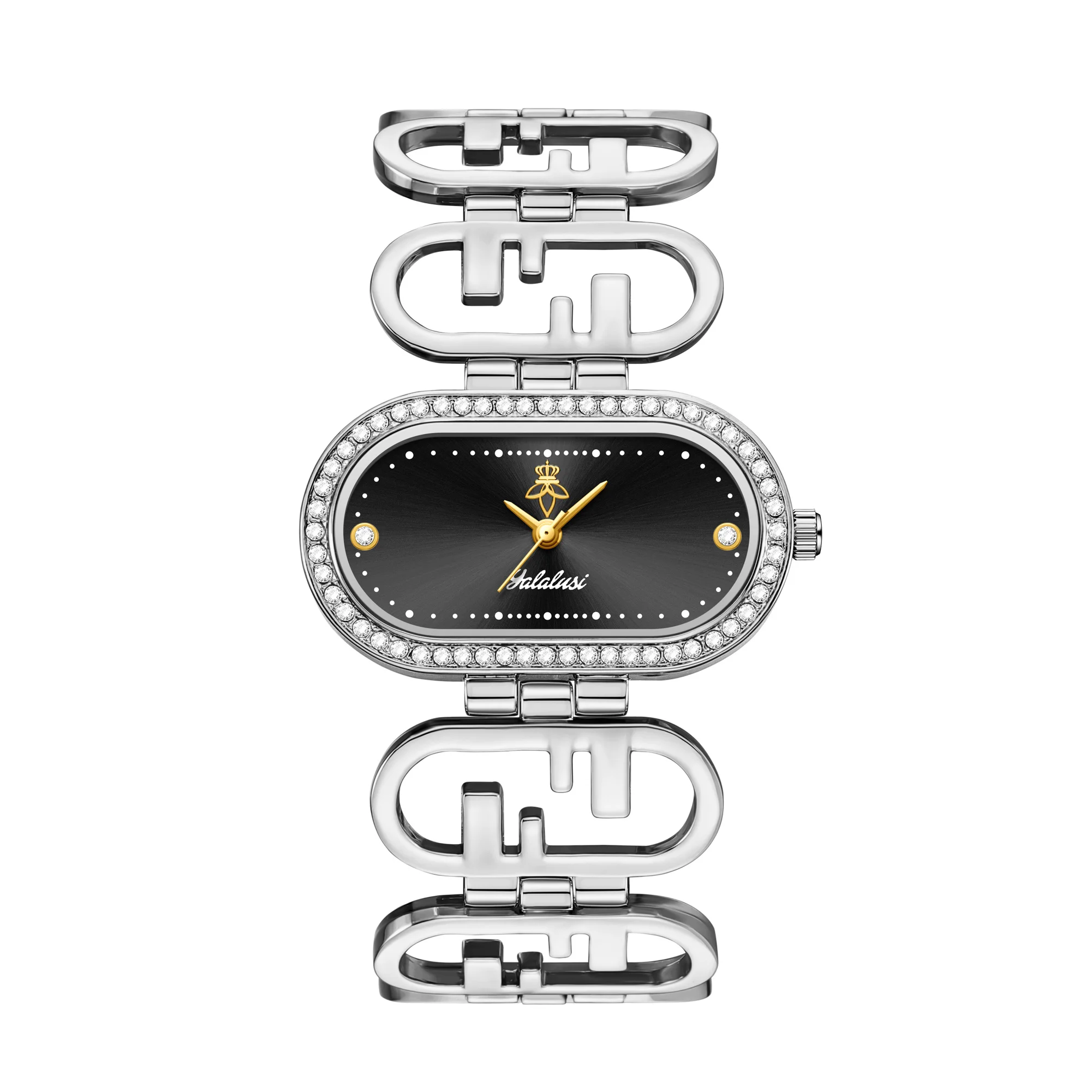 Women's Gold & Silver Oval Quartz Watch, Elegant Design