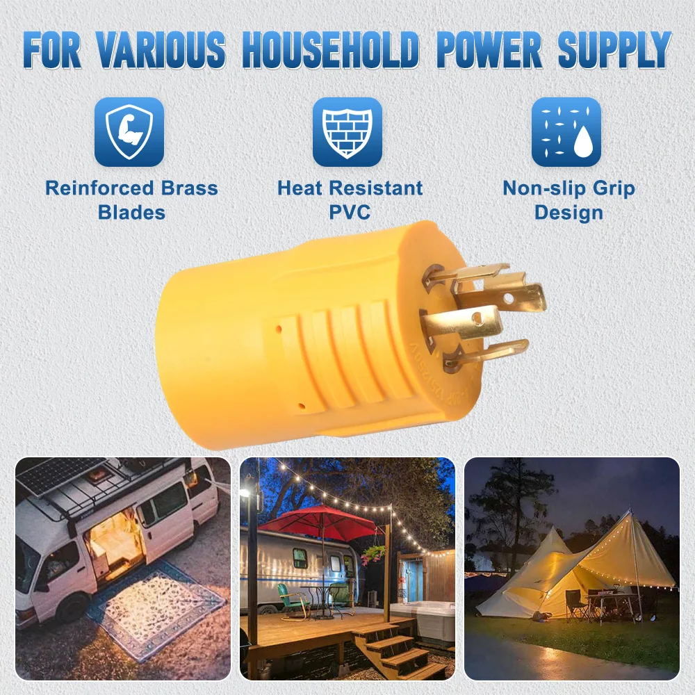 

Адаптер генератора с вилкой питания на берегу 125/250 В NEMA L14-20P «папа» на L14-30R «мама» для автофургонов, прицепов, кемперов, генераторов