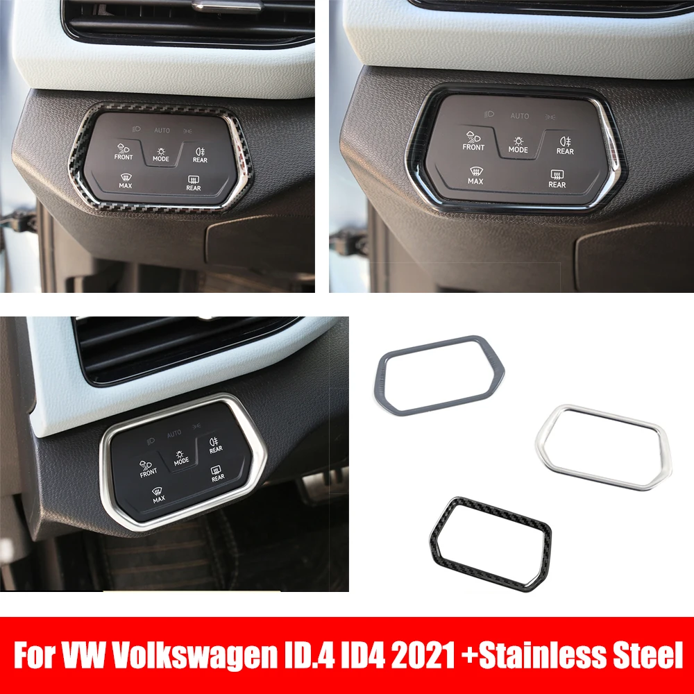 

For VW Volkswagen ID.4 ID4 2021 2022 Stainless Steel Accessories Car Headlamps Adjustment Switch decoration frame cover trim