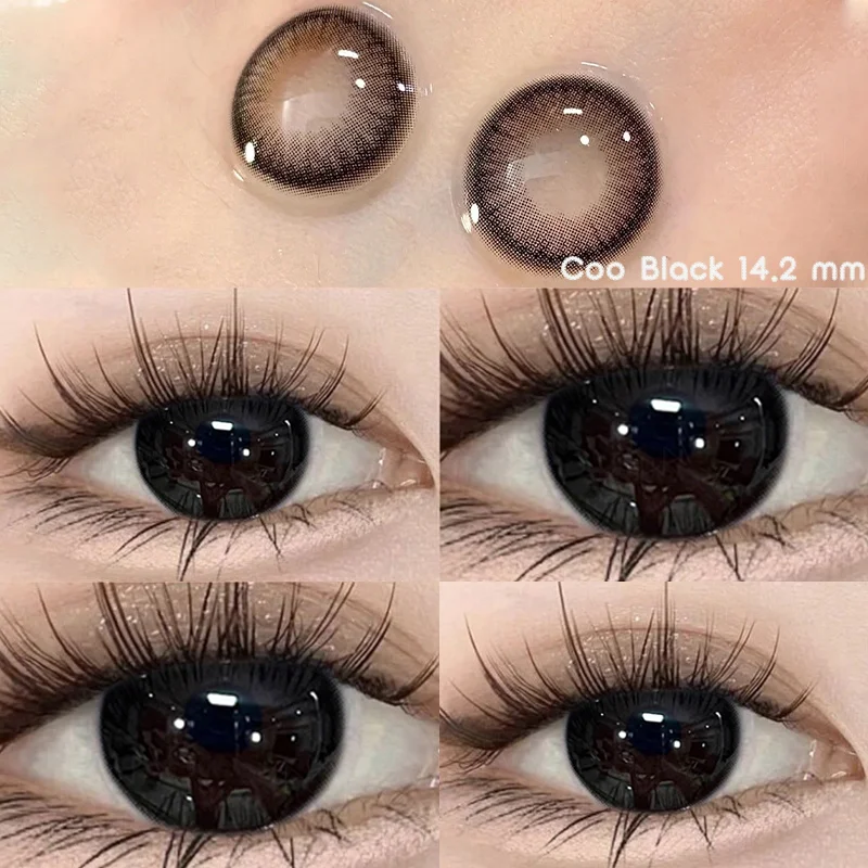 UYAAI Color Contact Lenses with Diopters Color Lens Korean Lenses Grow Eye Natural Colored Eye Lenses Myopia Black Lenses