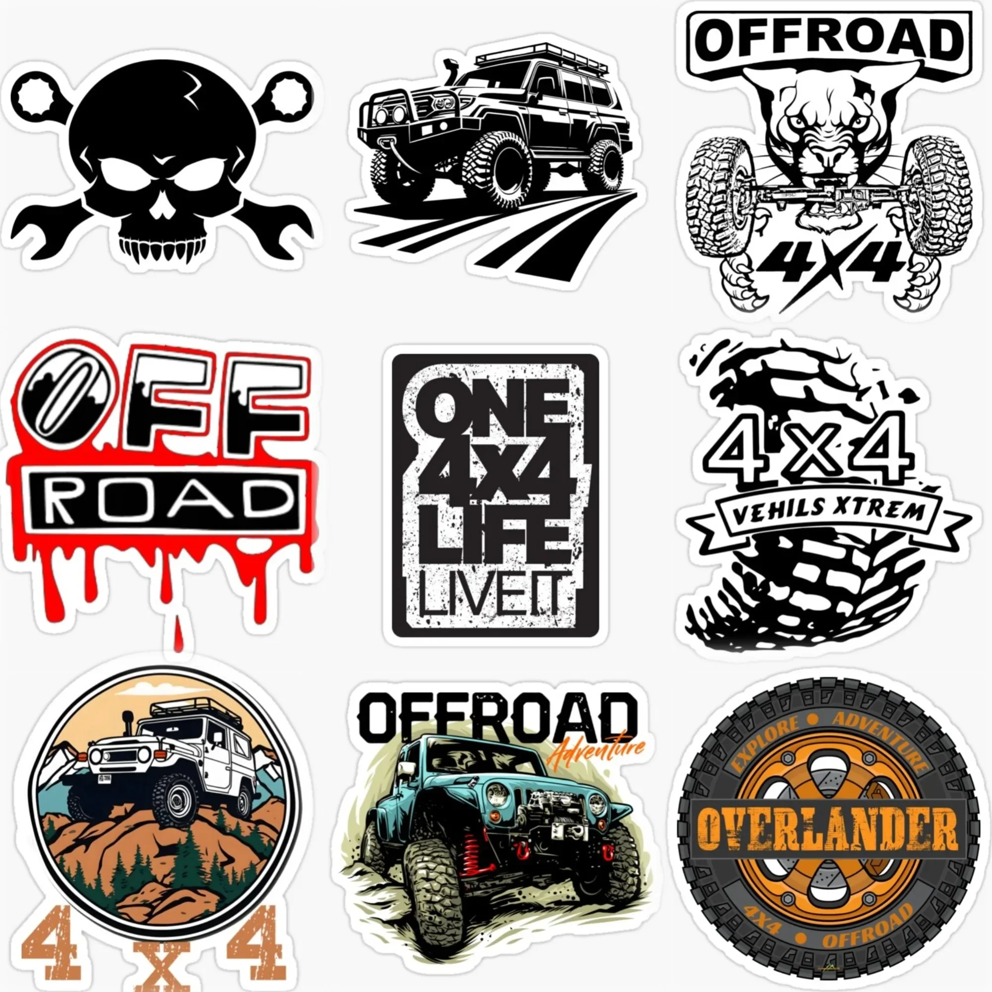 

4x4 Off Road Skull PVC Car Stickers Accessories Van Truck Motorcycle Bicycle Helmet Window Wall Fridge Table Decal Accessories