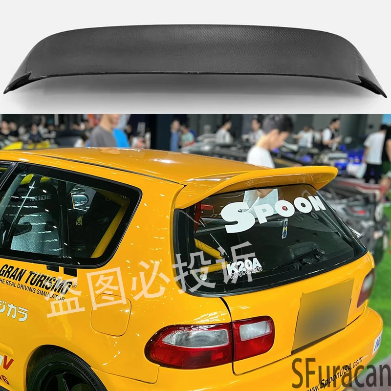 

For 1992-1995 Civic EG6 two-door hatchback high-quality carbon fiber rear spoiler duckbill body kit racing carbon roof wing