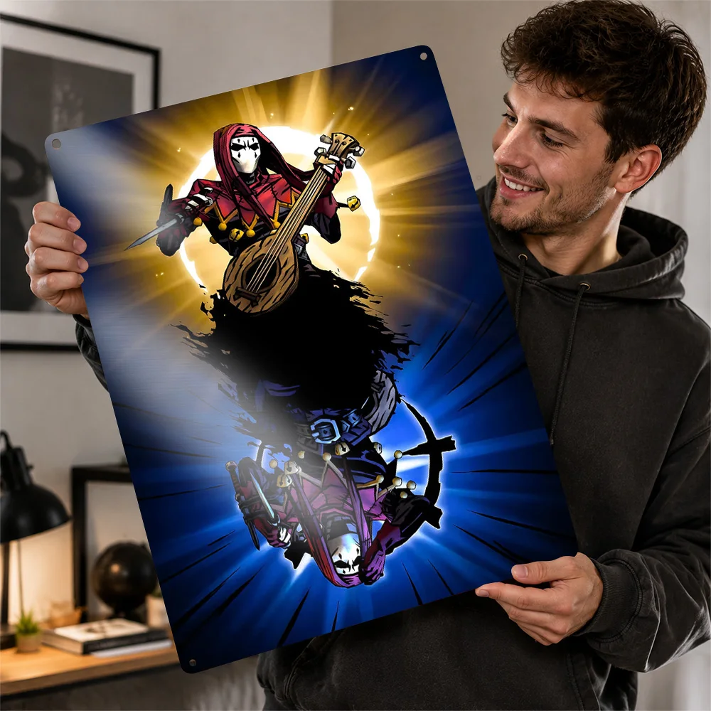 Darkest Dungeon II Jester Aluminum Poster Illustrated Wall Art For Entertainment Room Personalized Metal Sign Housewarming Gift