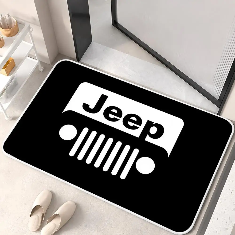 Racing-J-Jeeps Car Floor Mat Flannel Rug Non Slip Absorbent Soft Washable For Entryway Hallway Bathroom Kitchen Decor