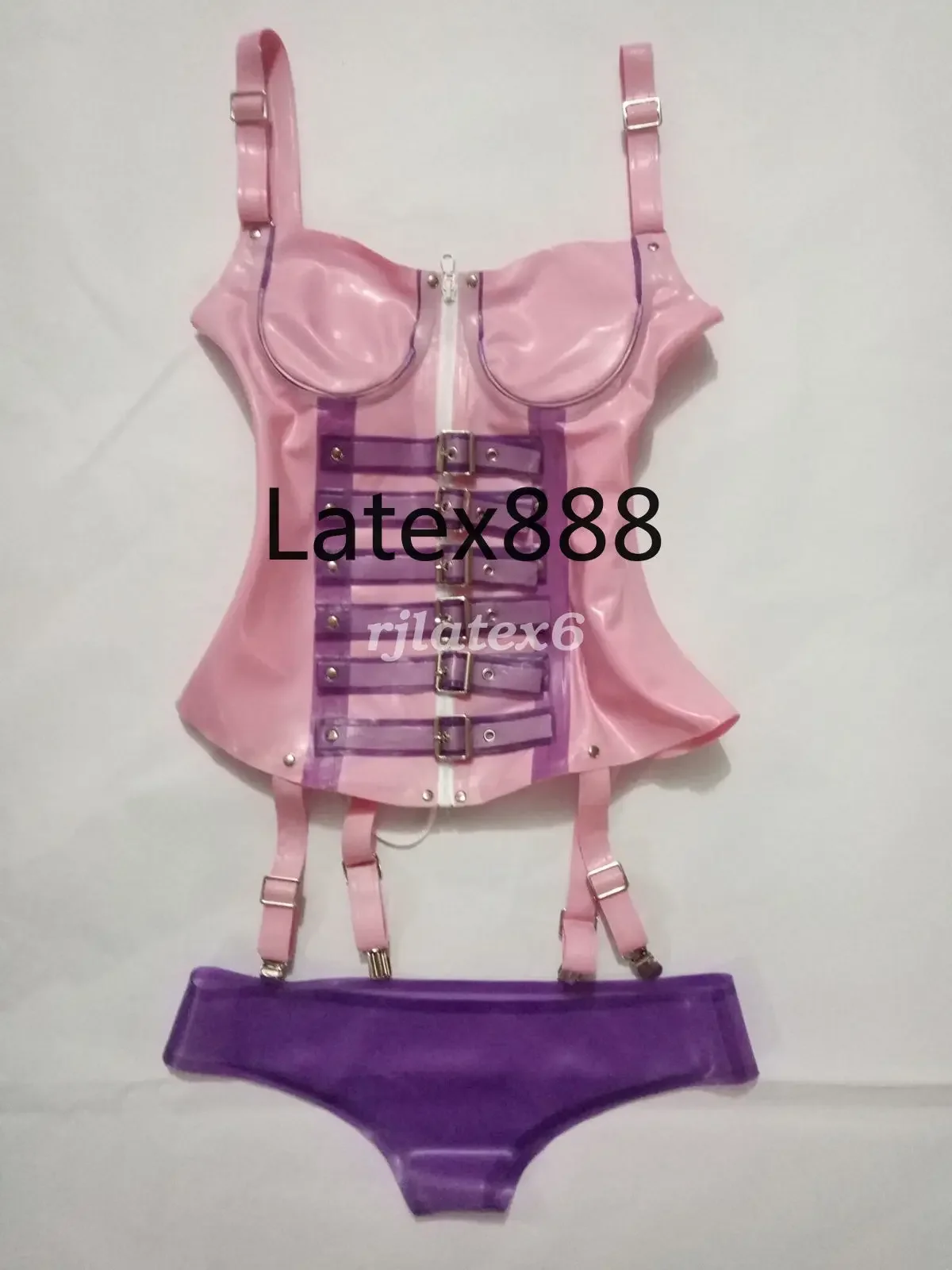 Latex Rubber Gummi Body Purple Shaper Underbust Waist Cincher Shapewear S-XXL