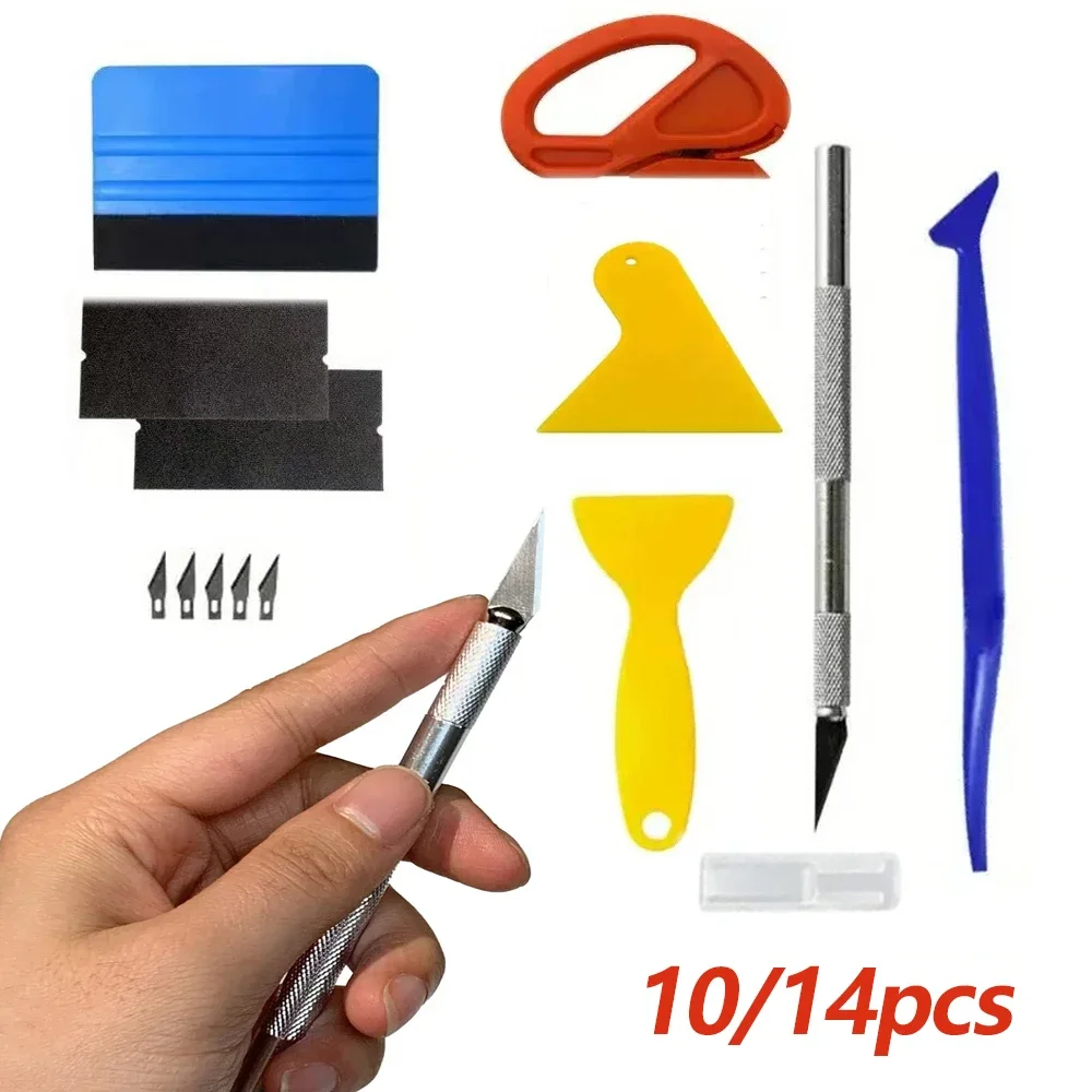 

10/14pcs Car film sticking tool Window Film Tint Tools Car Wrapping Tools Kit Vinyl Tool Automotive film Felt Edge Squeegee