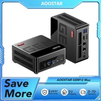 AOOSTAR GEM12 Max Mini PC Barebone AMD Ryzen 7 8745HS 8 Core Max 4,9 GHz, double LAN 2,5 G, WiFi 6, Bluetooth 5.2