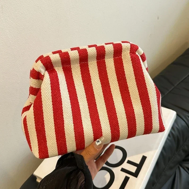 2026 Summer Women Woven Crochet Dumpling Hobo Bag Colorblock Ruched Cloud Purse Casual Beach Clutch Daily Handbag