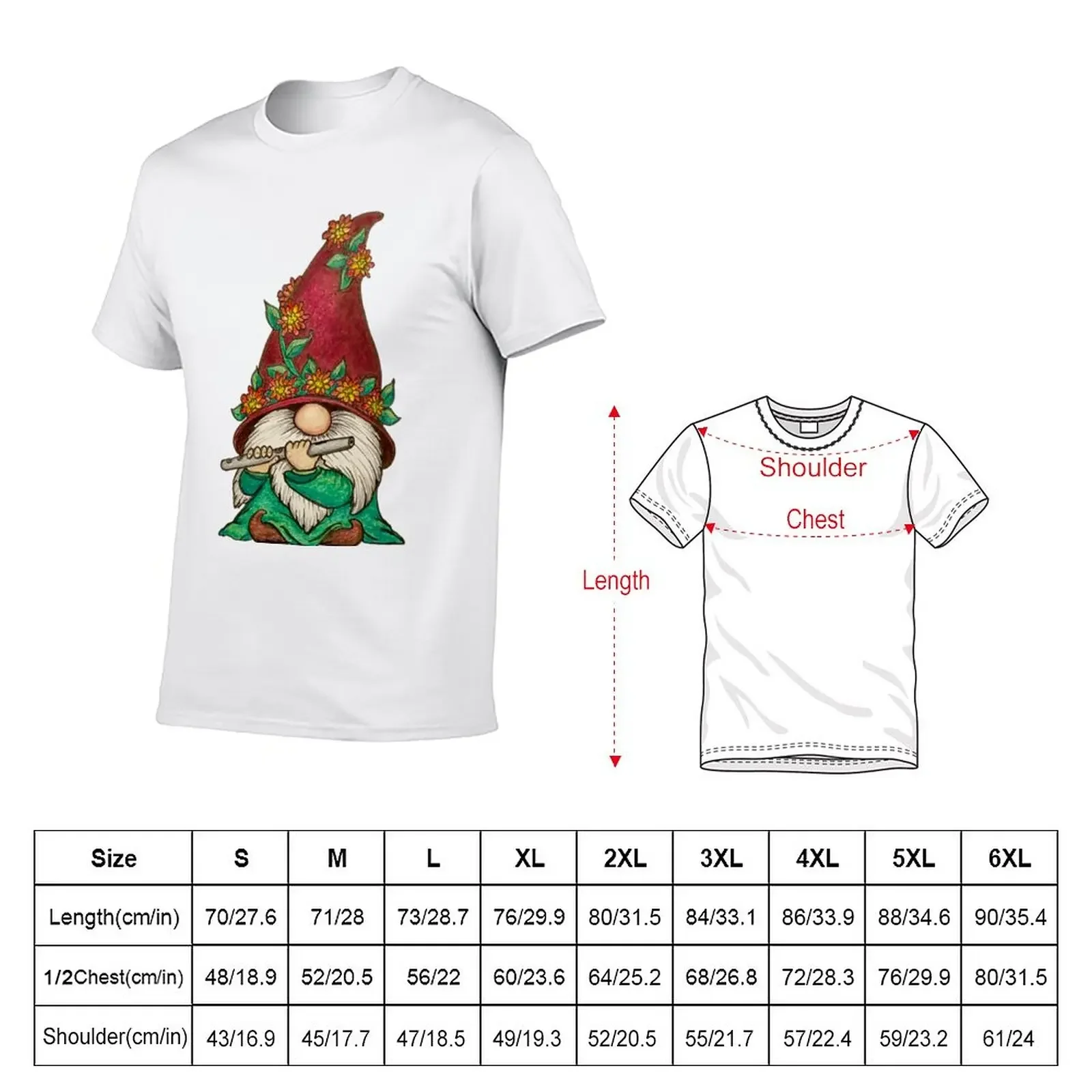 New Gnome playing the Flute T-Shirt graphics t shirt kawaii clothes mens clothes