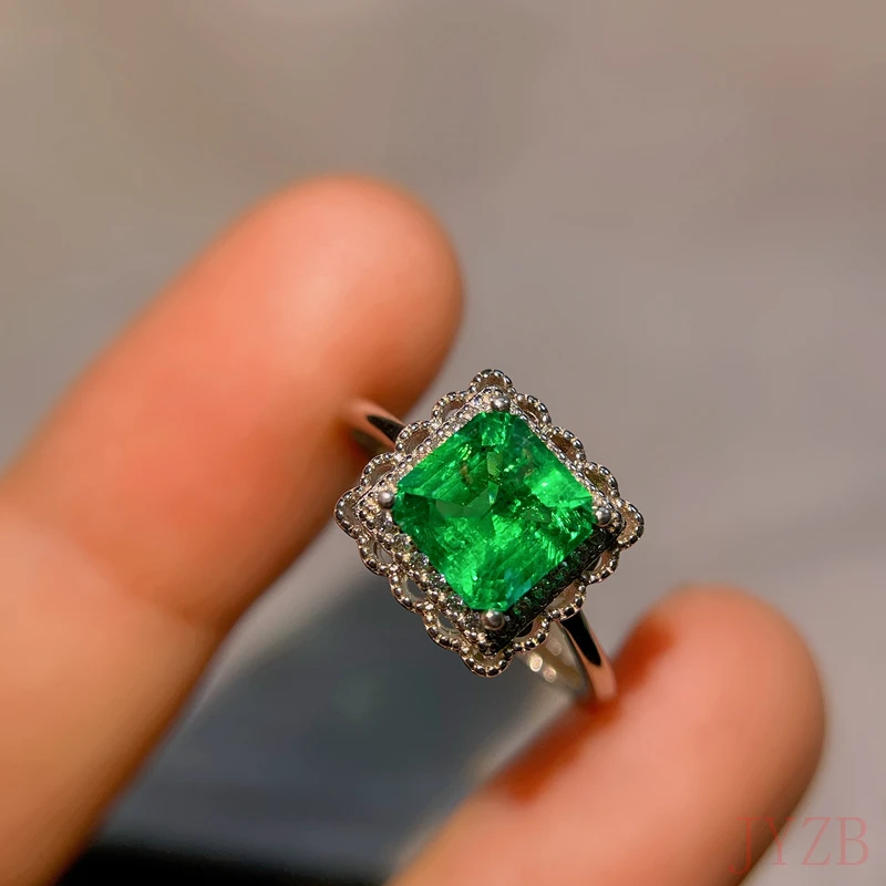 

Women's Ring Silver jewelry Ring Oval cut AAAAA100% natural emerald ring wedding gift