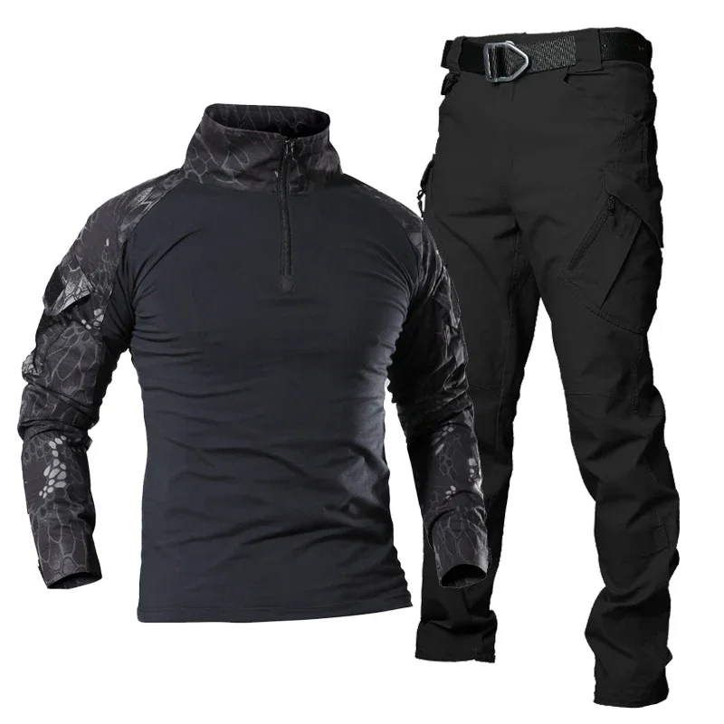 Summer Mens Tactical Clothing Set Hiking Men\'s Tracksuit Camouflage Sportswear Breathable Hiking Suits Cargo Pants Fishing Shirt