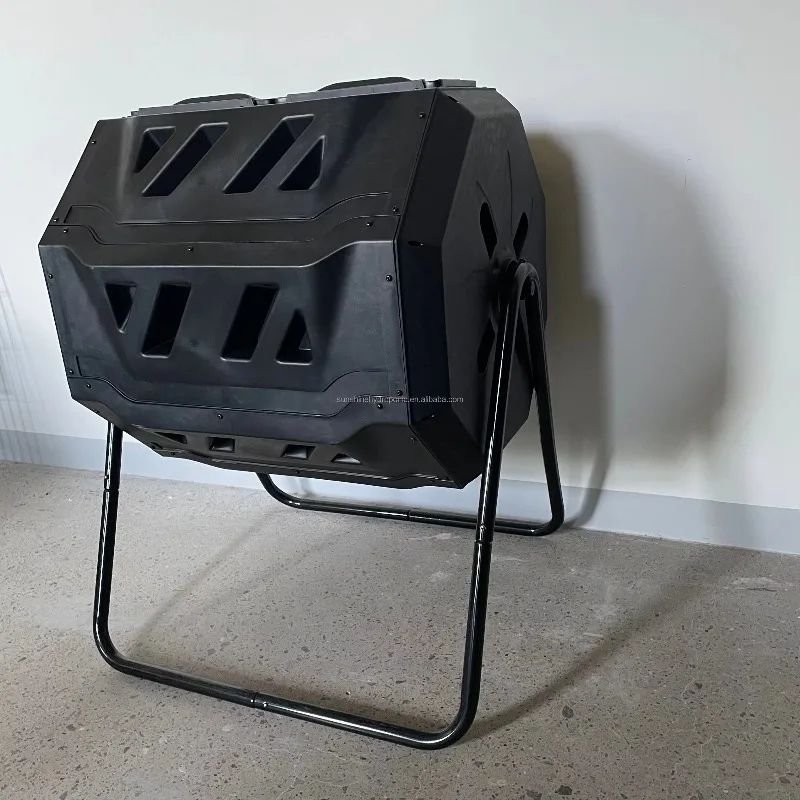 43Gal Hexagonal Dual Rotating Compost Bin, Outdoor Tumbling Composter for Garden Plant Organic Waste