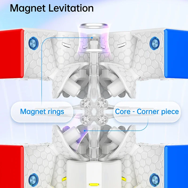 自己接着剤なしのプロのmaglevスピードキューブ、ガン磁気玩具、子供用3x 3スピードキューブ、ガン356