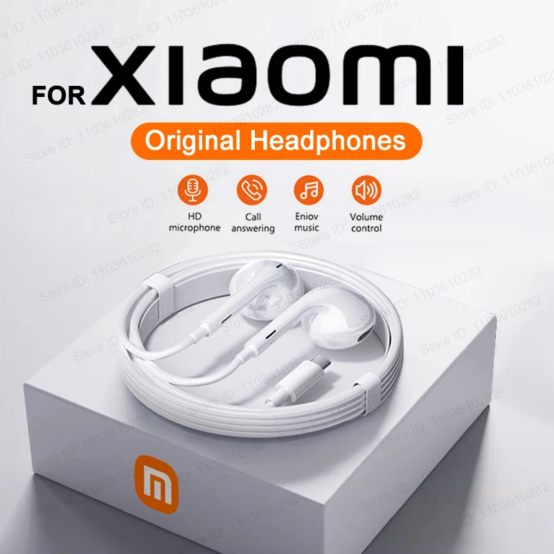 For Xiaomi Original Headphones Xiaomi mi 14 13 12 in-ear Earphones Redmi Note 10 9 Type C 3.5mm Wired Headset Phone Accessories