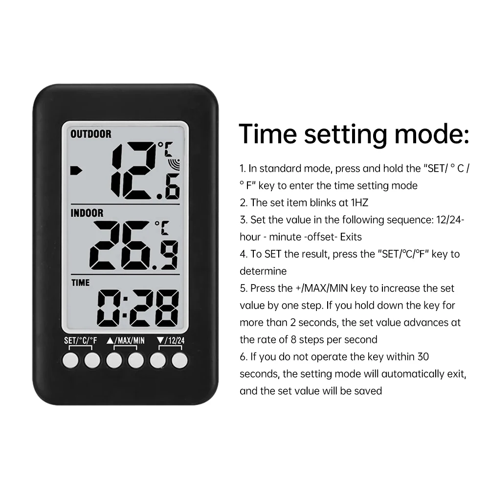 Therye.com-Horloge numérique LCD sans fil, 0-50 ℃, intérieur/-30 ℃ ~ 70 ℃, extérieur, température, ect, compteur, avec émetteur ℃/℉