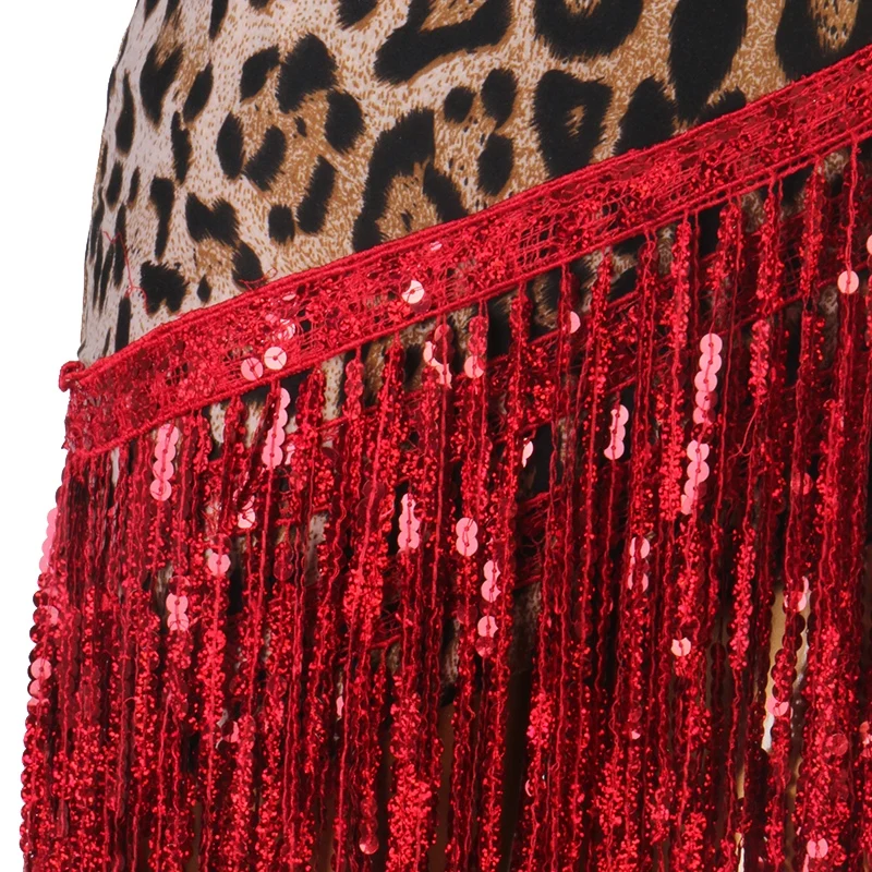 فستان الرقص اللاتيني للكبار صيفي بدون أكمام فساتين ممارسة تشا تشا رومبا ملابس الأداء ملابس الرقص اللاتينية VDL4250