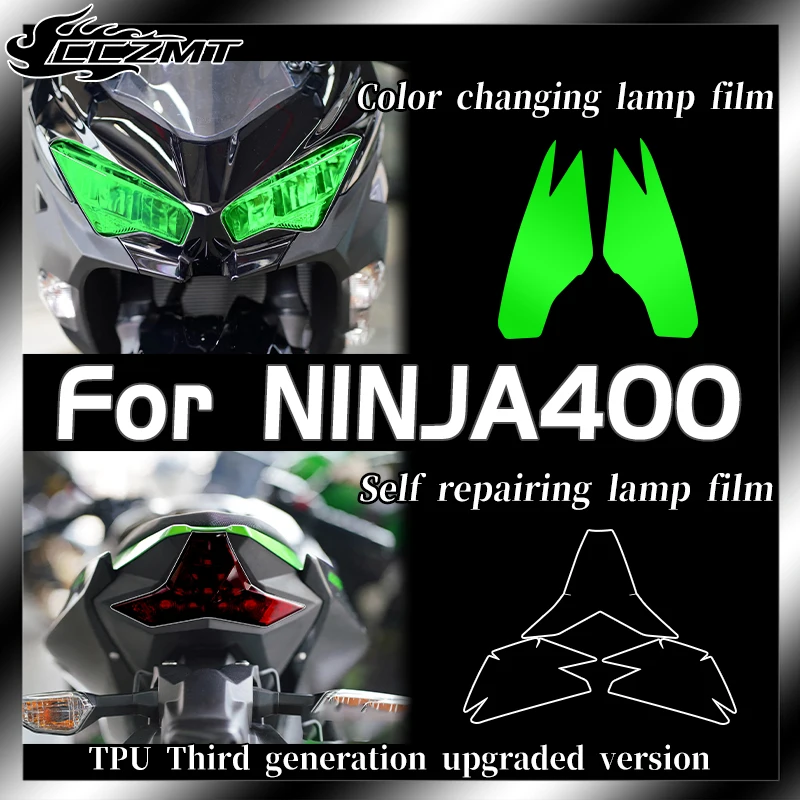 

For Kawasaki NINJA400 Ninja400 TPU transparent headlight film smoked black tail light film protective film anti scratch