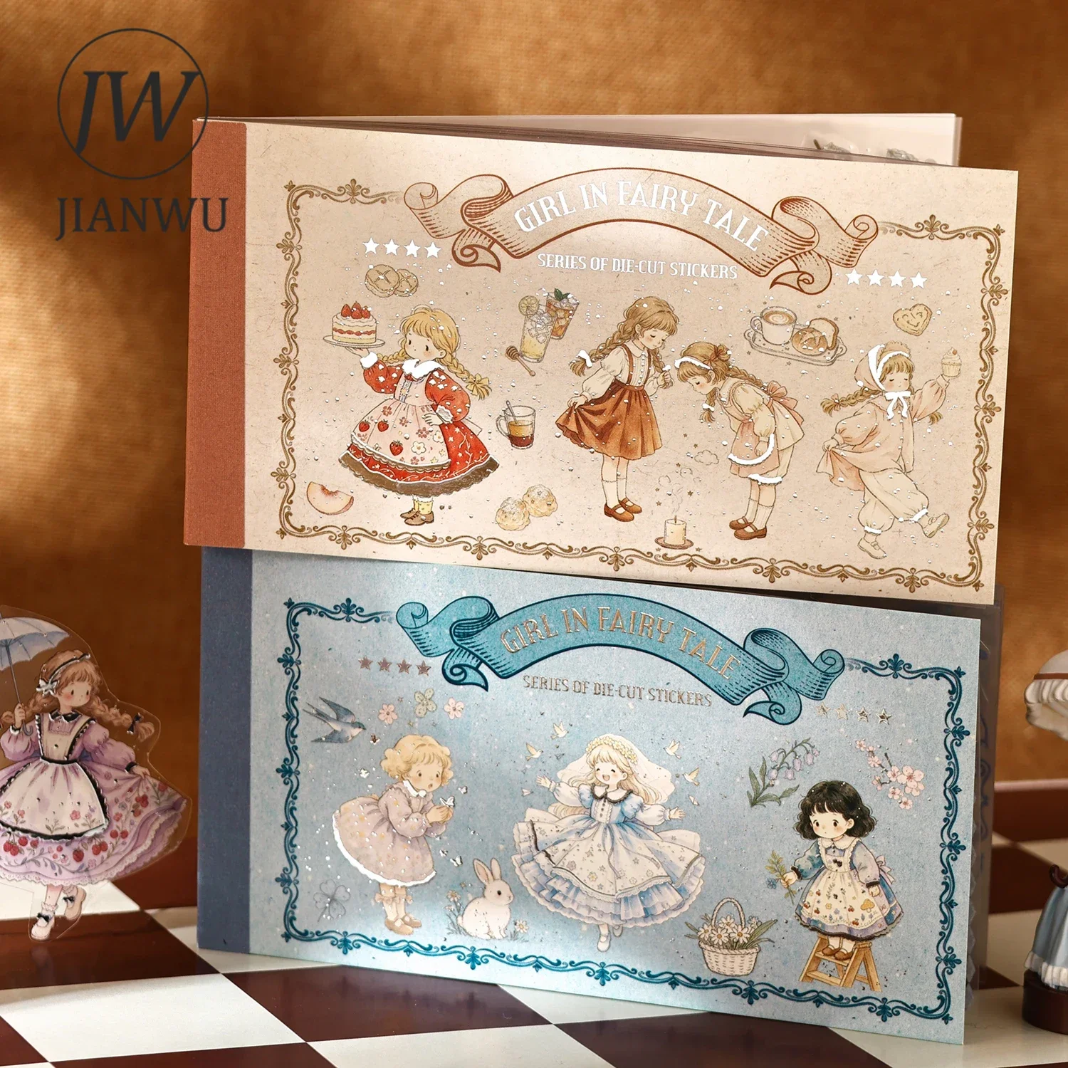 JIANWU Cute Fairy Tale Girl Character Landscape Material Collage Scrapbooking PET Sticker Book Creative DIY Journal Stationery - view 3