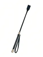 1pc PU Leather Riding Whip, Soft Equestrian Whip With Non-Slip Woven Handle And Wrist Strap, Equestrian Training Accessory